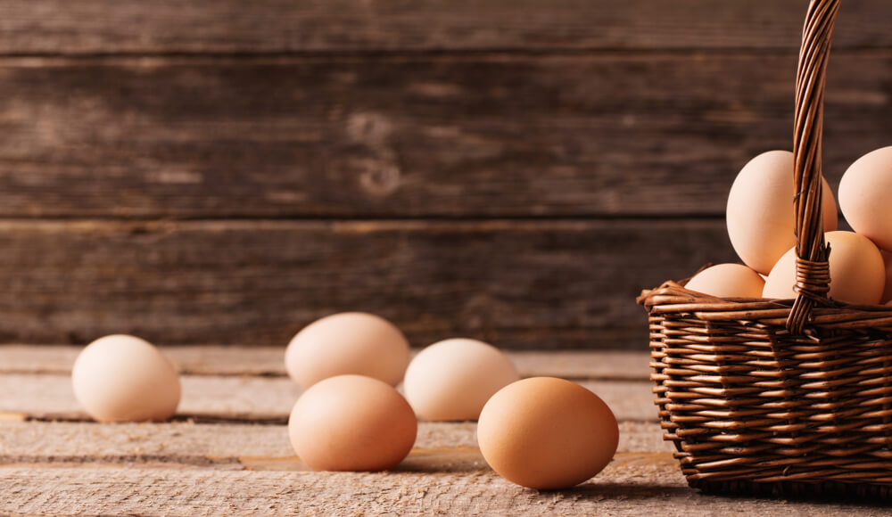 A basket of eggs collected in a week.